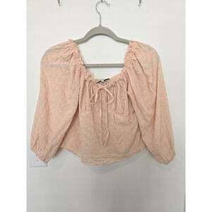 Womens Large Crop Top Pink Peasant Feminine Milkmaid Boho Coquette Cottage Fairy